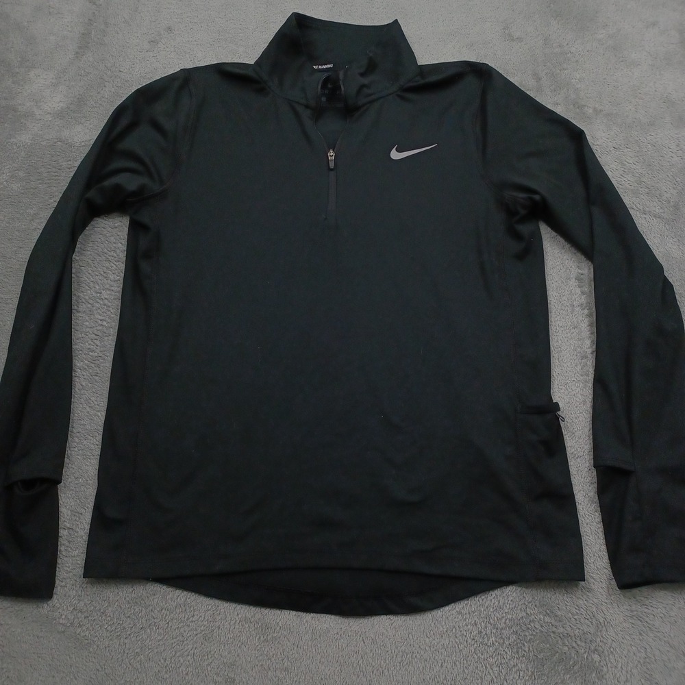 Nike Sweater Womens Small Black 1/4 Zip Running Activewear Long Sleeve